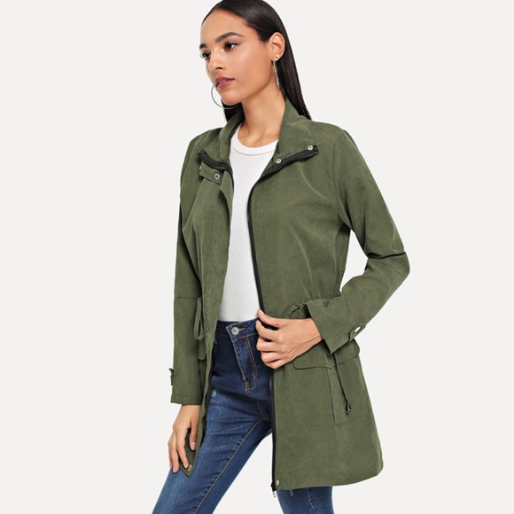 1 Left! Army Green Thin Utility Jacket Coat - Picture 5 of 6